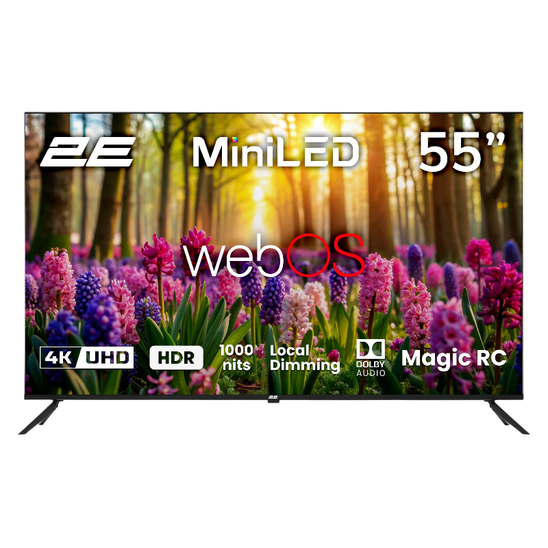 Телевізор 2E 55" MiniLED (2E-55A88H) + Кронштейн Gembird (WM-80ST-01)